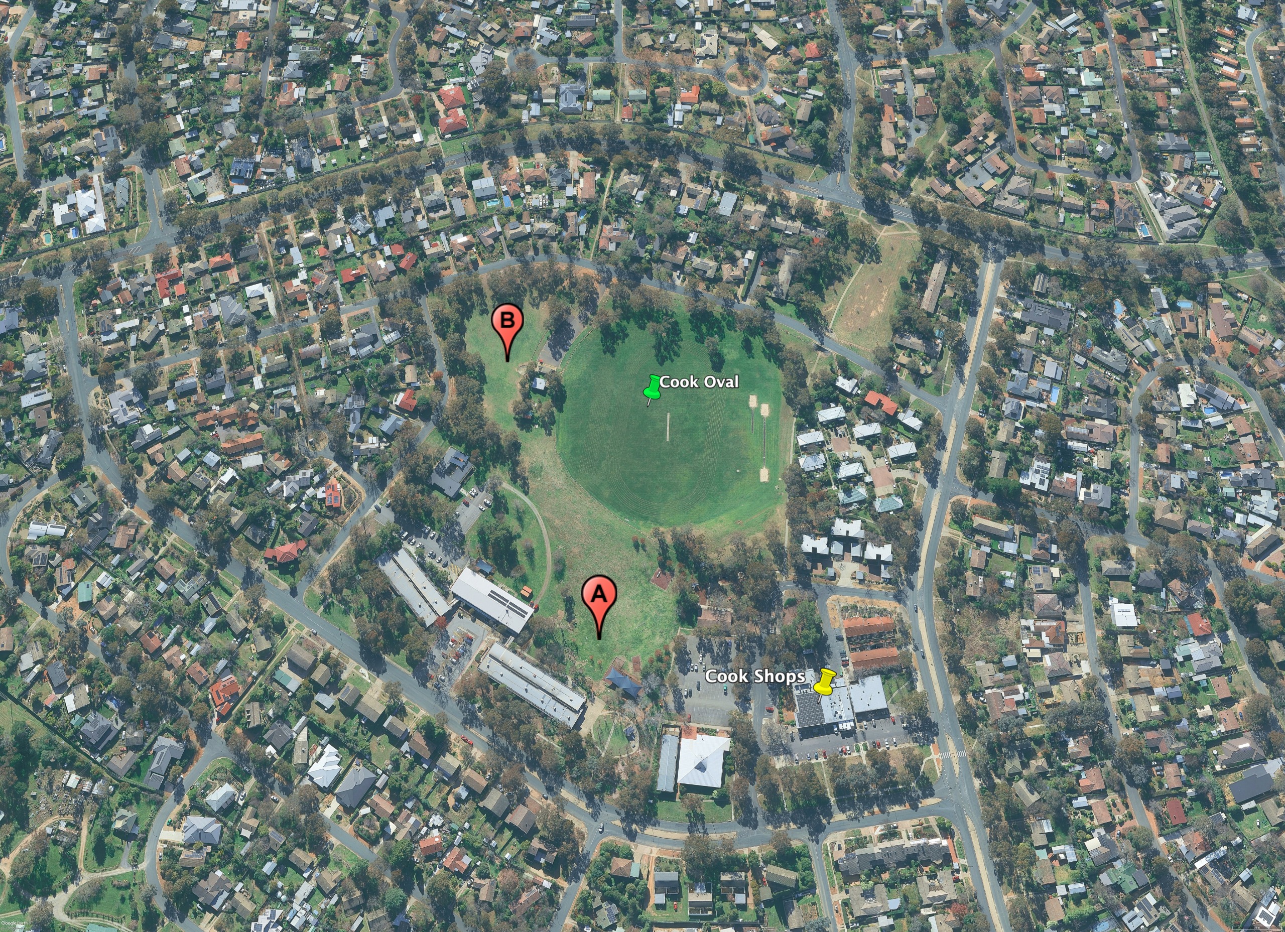 Site map of 2 potential sites in Cook for the relocation of Arcadia House