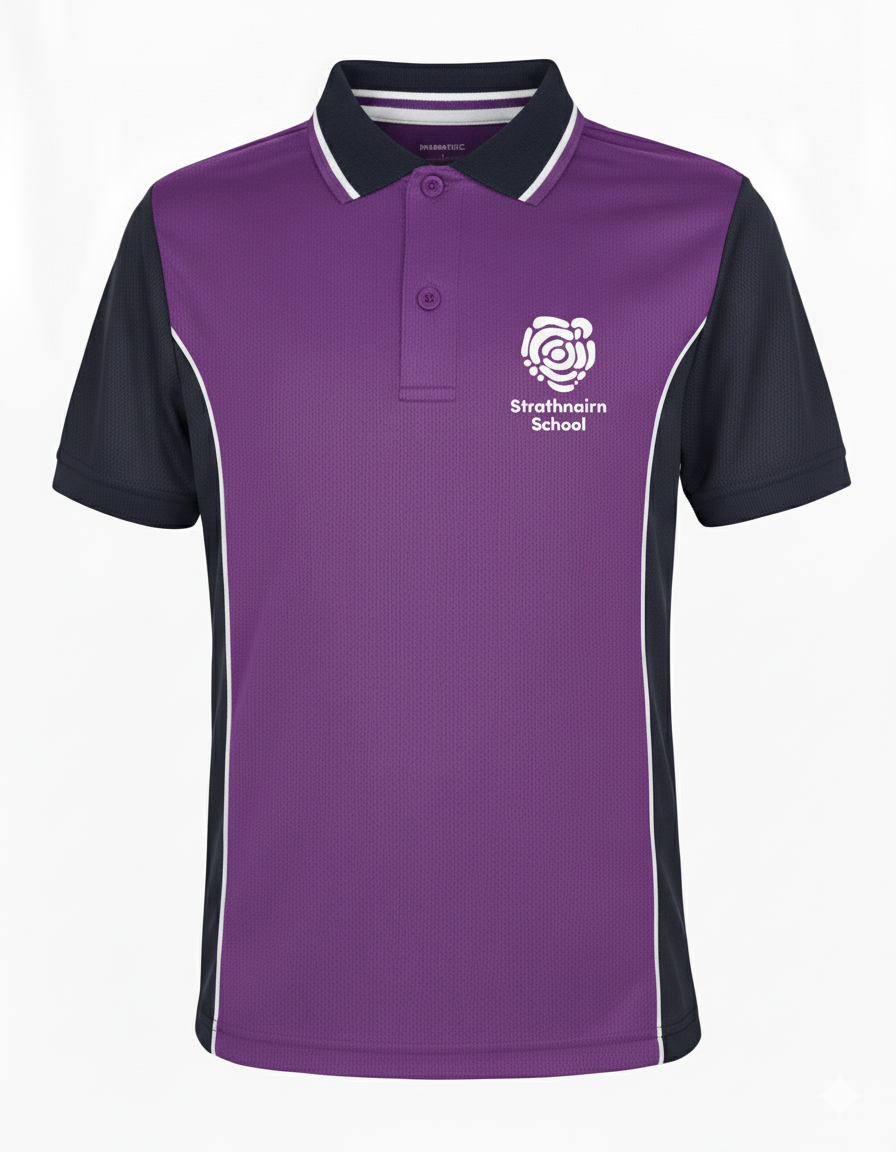 Final Strathnairn School Uniform (Purple Strathnairn School Uniform shirt, with community logo)