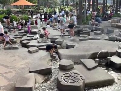 Intricate water play, Darling Quarter Playground, Darling Harbour
